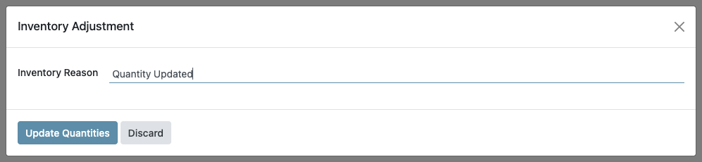 Inventory Reason dialog