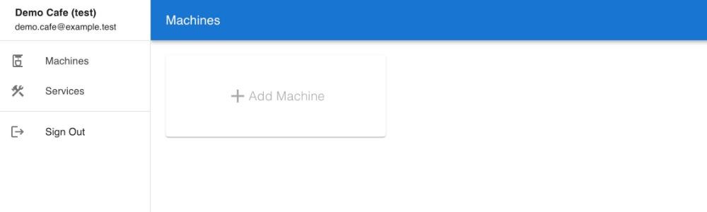 Machines page for a new account