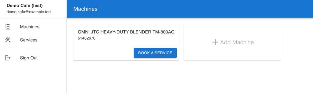 Machine card with Book a Service