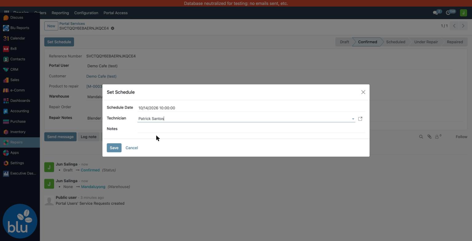 Set Schedule dialog