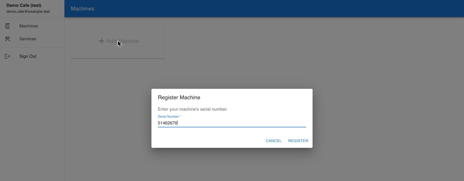 Register Machine dialog