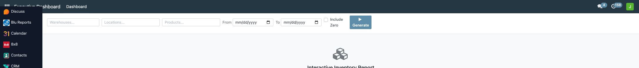 Empty report with the filter bar