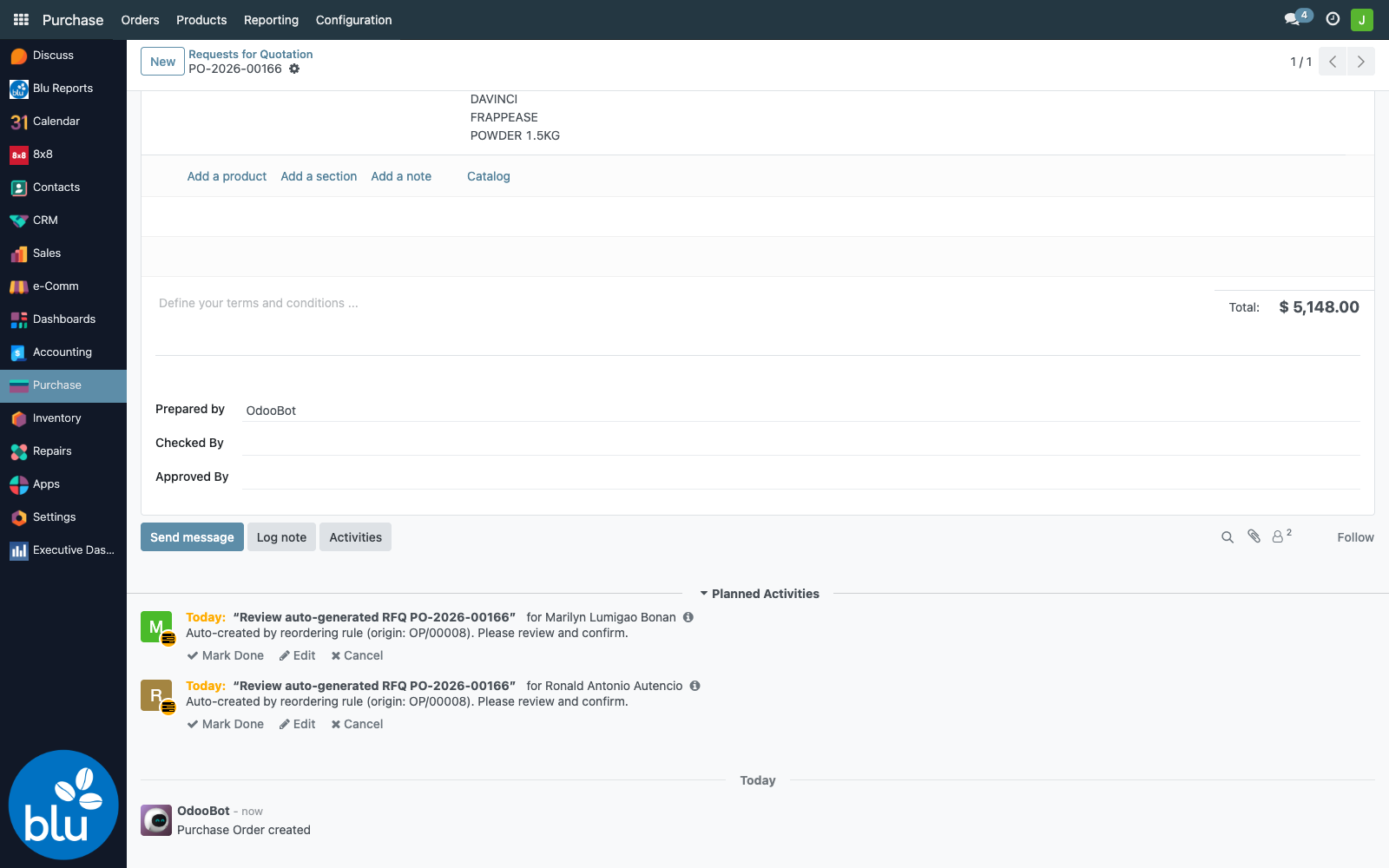 RFQ activities in chatter