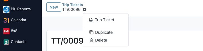 Print menu on the trip ticket