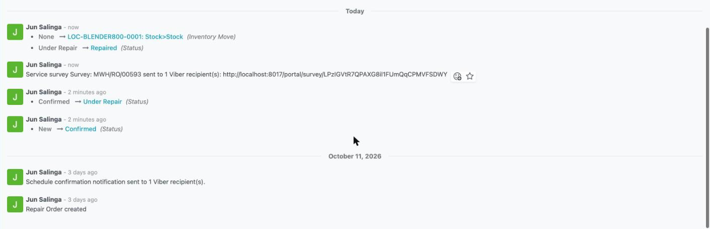 Viber sends logged in the RO chatter